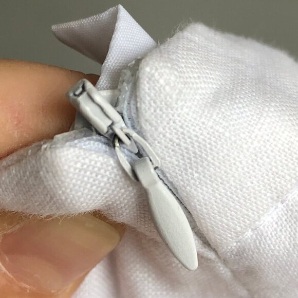 ALEXANDRA BARTLETT White Ruffle Skirt Probably Linen Fully Lined Zip Women’s L - Picture 6 of 16